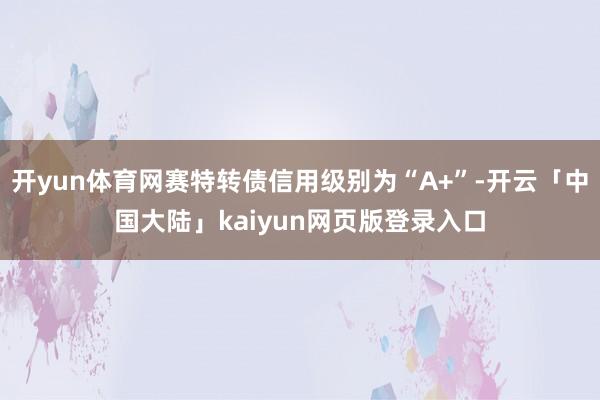 开yun体育网赛特转债信用级别为“A+”-开云「中国大陆」kaiyun网页版登录入口
